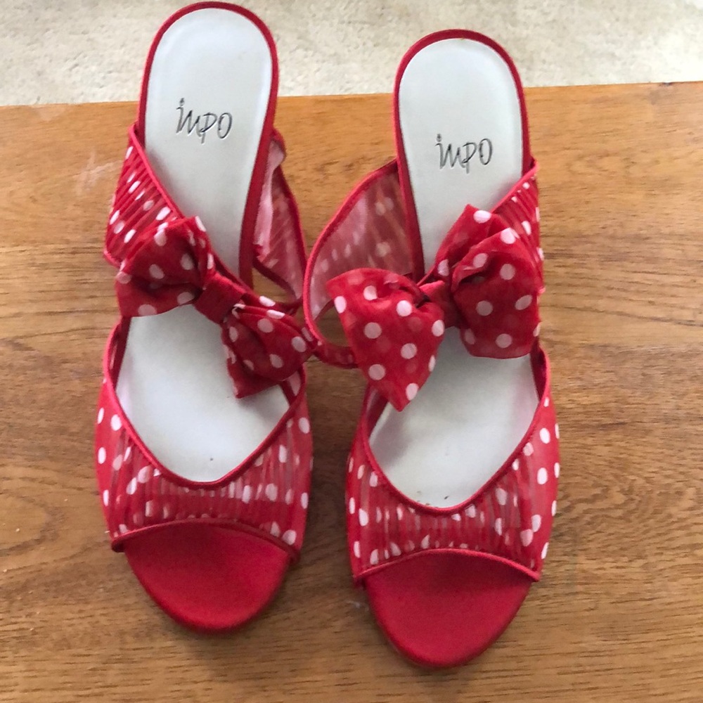 Impo Red and White Polka Dot Sandal